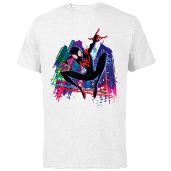 Marvel Spider-Man Miles Morales Graffiti City - Short Sleeve Cotton T-Shirt for Adults -Customized-White