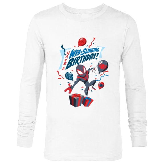 Marvel Spider-Man Miles Morales Have a Web-Slinging Birthday - Long Sleeve T-Shirt for Men - Customized-White