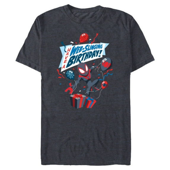 Marvel Spider-Man Miles Morales Have a Web-Slinging Birthday - Short Sleeve Blended T-Shirt for Adults - Customized-Navy Heather