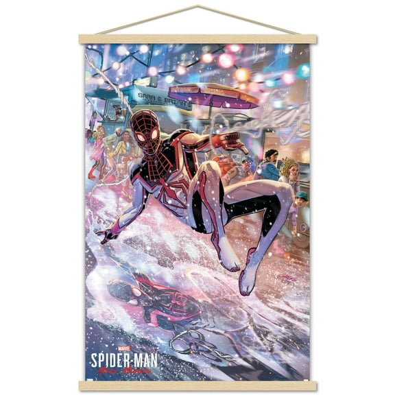 Marvel Spider-Man: Miles Morales - JaVier Garron Wall Poster with Wooden Magnetic Frame, 22.375" x 34"