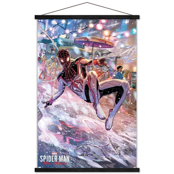 Marvel Spider-Man: Miles Morales - JaVier Garron Wall Poster with Wooden Magnetic Frame, 22.375" x 34"