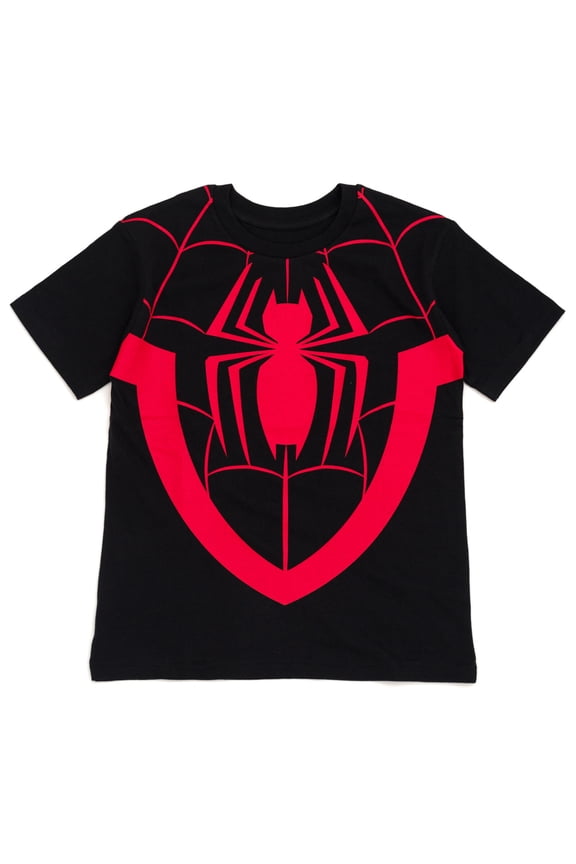 Spider-Man Little Boys' Cosplay Short Sleeve T-Shirt Web Black Miles