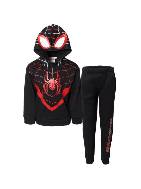 Spider-Verse Little Boys' Cosplay Fleece Hoodie and Pants Set Miles Morales Black