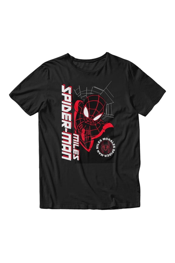 Spider-Man Miles Morales Logo Pose Men's T Shirt (Black, S-XXXL)