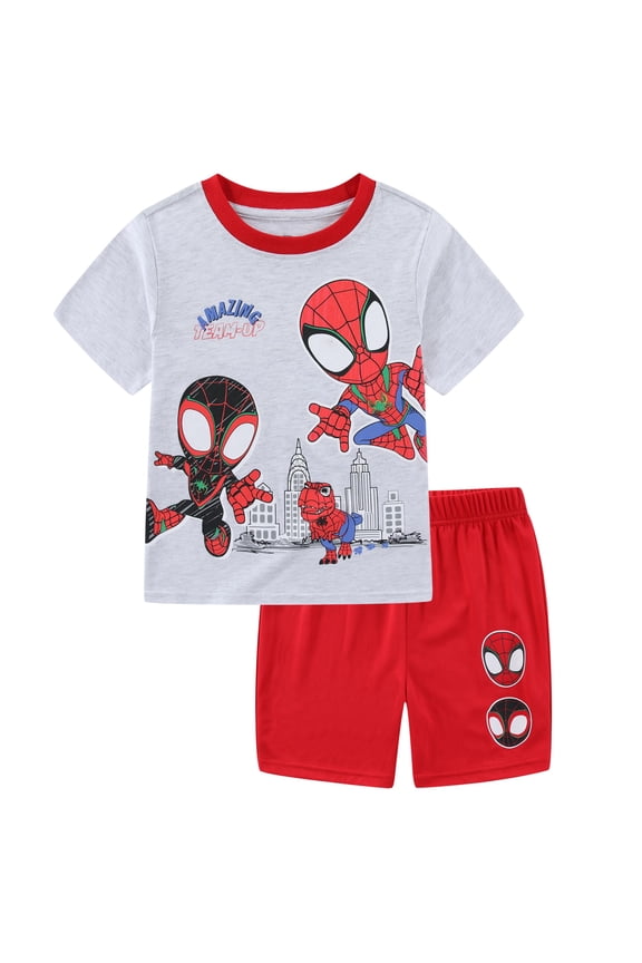 Spider-Man Miles Morales Short Sleeve T-Shirt and Mesh Short Set (Boys), 2 Piece Set, Sizes 2T-7