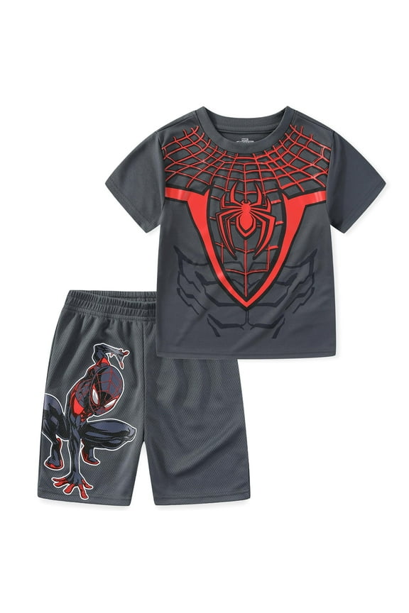 Spider-Man Miles Morales Short Sleeve T-Shirt and Shorts (Boys), 2 Piece Set, Sizes 4-16