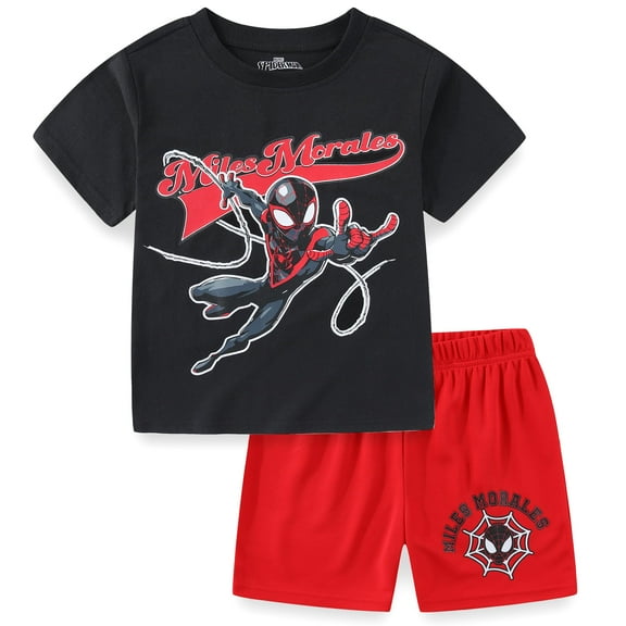 Marvel Spider-Man Miles Morales Short Sleeve T-Shirt and Shorts (Boys), 2 Piece Set, Sizes 4-7