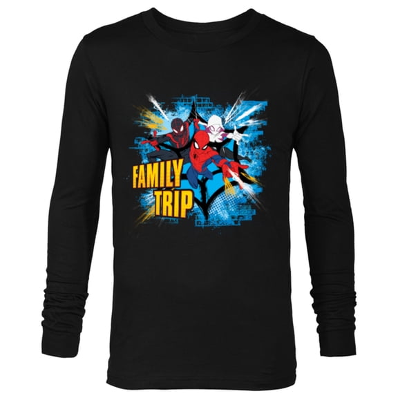 Marvel Spider-Man Miles Morales Spider-Gwen Family Trip - Long Sleeve T-Shirt for Men - Customized-Black