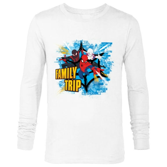 Marvel Spider-Man Miles Morales Spider-Gwen Family Trip - Long Sleeve T-Shirt for Men - Customized-White
