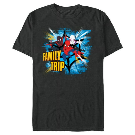 Marvel Spider-Man Miles Morales Spider-Gwen Family Trip - Short Sleeve Blended T-Shirt for Adults - Customized-Dark Heather
