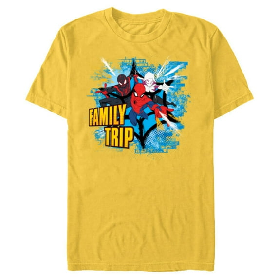 Marvel Spider-Man Miles Morales Spider-Gwen Family Trip - Short Sleeve Blended T-Shirt for Adults - Customized-Yellow