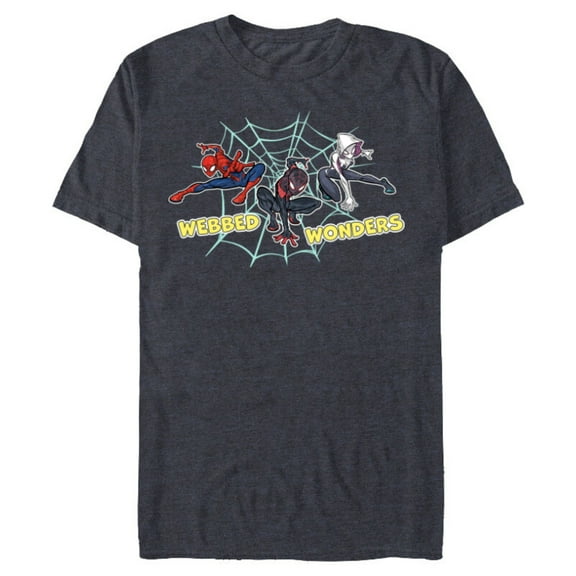 Marvel Spider-Man Miles Morales Spider-Gwen Webbed Wonders - Short Sleeve Blended T-Shirt for Adults - Customized-Navy Heather