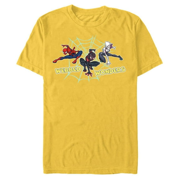 Marvel Spider-Man Miles Morales Spider-Gwen Webbed Wonders - Short Sleeve Blended T-Shirt for Adults - Customized-Yellow
