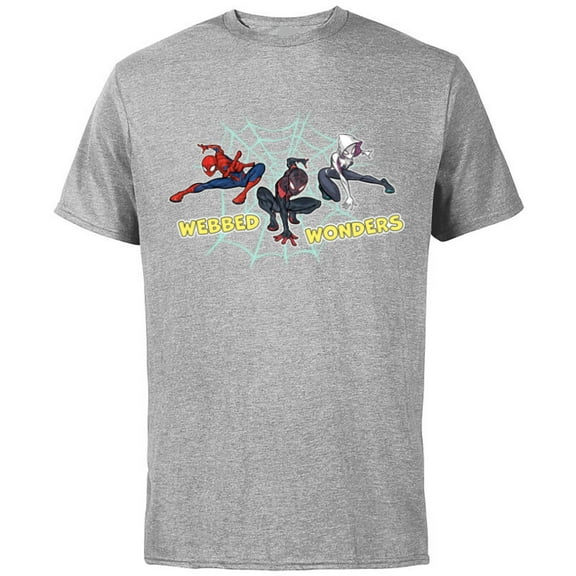 Marvel Spider-Man Miles Morales Spider-Gwen Webbed Wonders - Short Sleeve Cotton T-Shirt for Adults - Customized-Athletic Heather