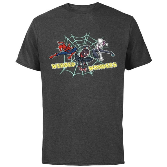 Marvel Spider-Man Miles Morales Spider-Gwen Webbed Wonders - Short Sleeve Cotton T-Shirt for Adults - Customized-Charcoal
