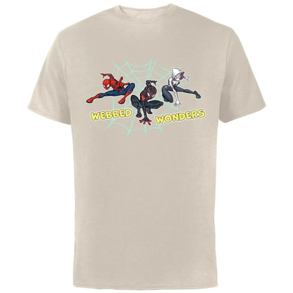 Marvel Spider-Man Miles Morales Spider-Gwen Webbed Wonders - Short Sleeve Cotton T-Shirt for Adults - Customized-Natural