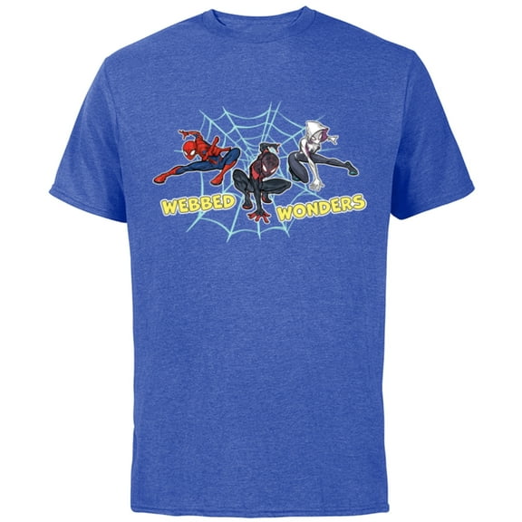 Marvel Spider-Man Miles Morales Spider-Gwen Webbed Wonders - Short Sleeve Cotton T-Shirt for Adults - Customized-Royal Heather