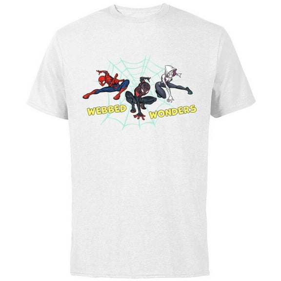 Marvel Spider-Man Miles Morales Spider-Gwen Webbed Wonders - Short Sleeve Cotton T-Shirt for Adults - Customized-White