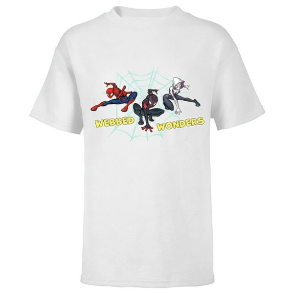 Marvel Spider-Man Miles Morales Spider-Gwen Webbed Wonders - Short Sleeve T-Shirt for Kids - Customized-White