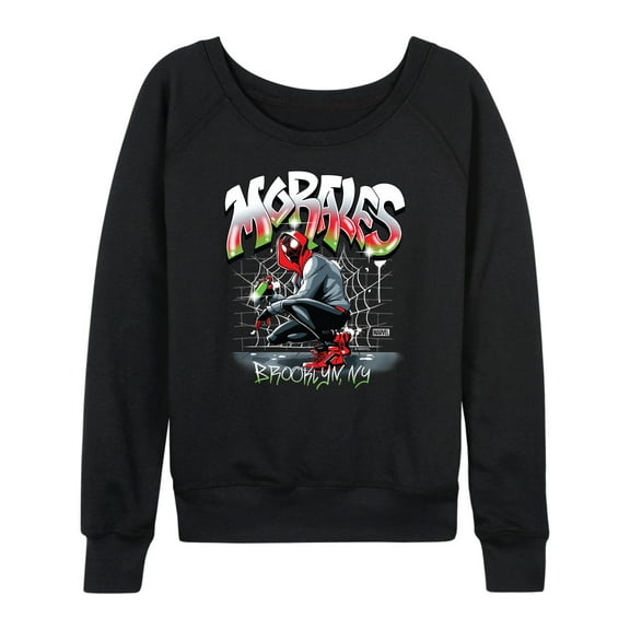 Marvel Spider-Man - Miles Morales Spray Paint - Ladies French Terry Pullover Long Sleeve Shirt