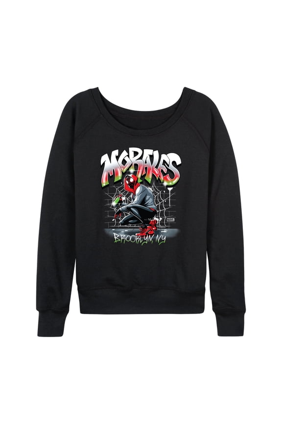 Spider-Man - Miles Morales Spray Paint - Ladies French Terry Pullover Sweatshirt