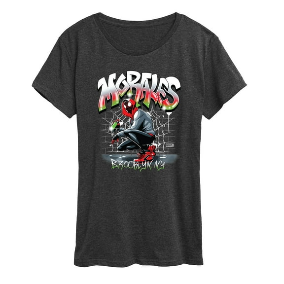Marvel Spider-Man - Miles Morales Spray Paint - Ladies Short Sleeve Graphic T-Shirt