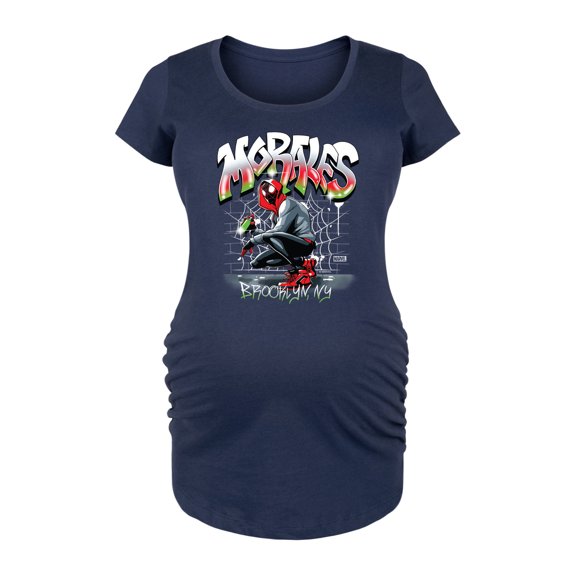 Marvel Spider-Man - Miles Morales Spray Paint - Maternity Scoop Neck Graphic T-Shirt