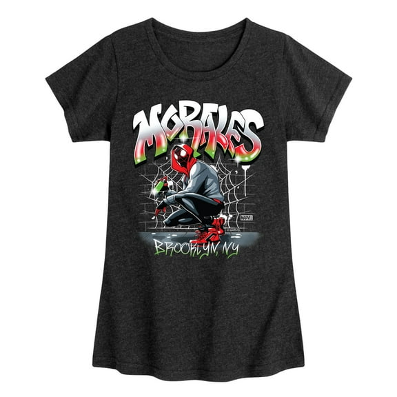 Marvel Spider-Man - Miles Morales Spray Paint - Toddler And Youth Girls Fitted Short Sleeve Graphic T-Shirt