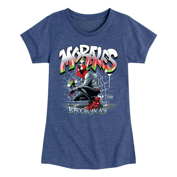 Marvel Spider-Man - Miles Morales Spray Paint - Toddler And Youth Girls Fitted Short Sleeve Graphic T-Shirt