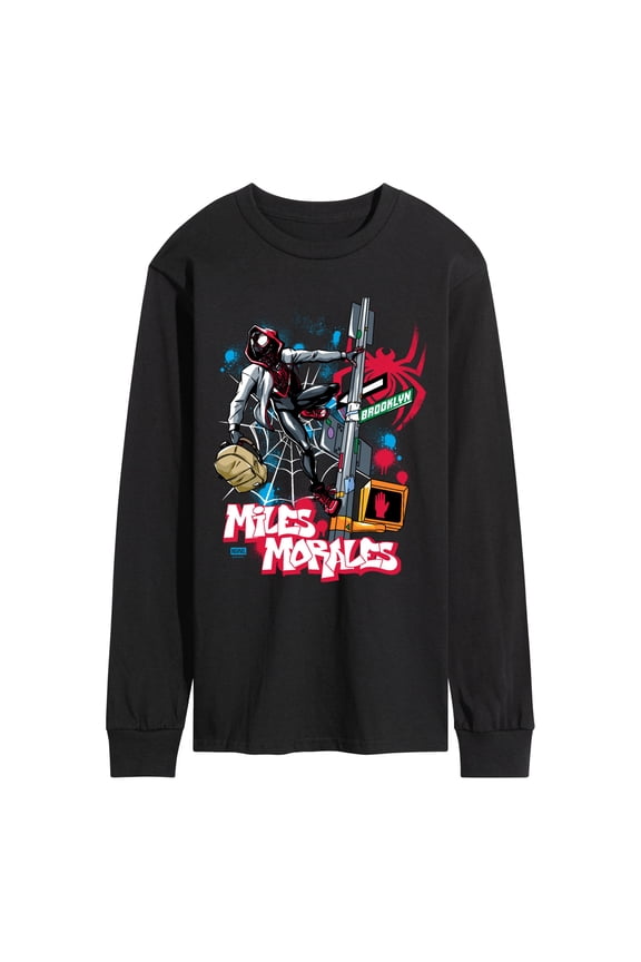 - Spider-Man Miles Morales Street - Men's Long Sleeve Graphic T-Shirt