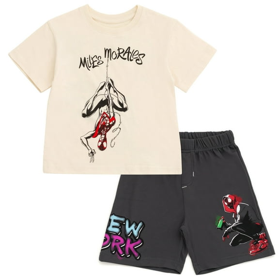 Marvel Spider-Man Miles Morales T-Shirt and Mesh Shorts Outfit Set Toddler to Big Kid