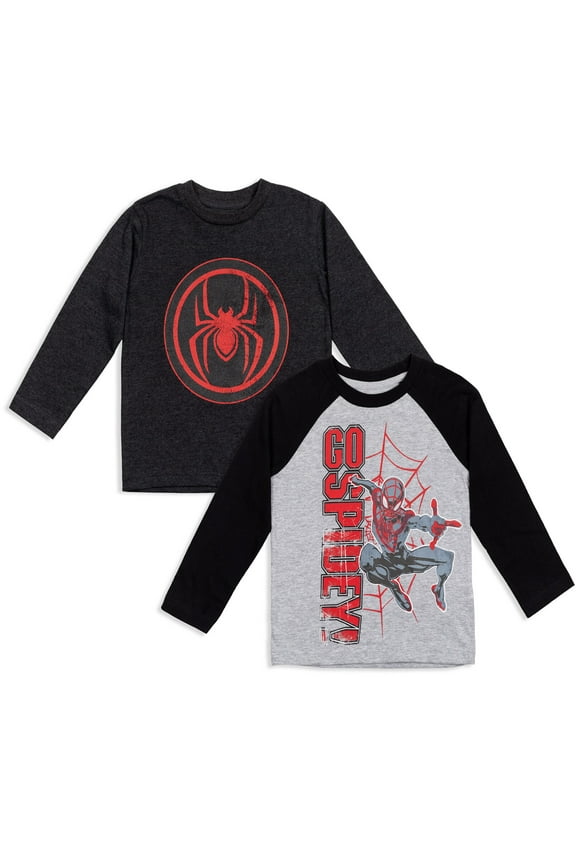 Spider-Man Miles Morales Toddler Boys 2 Pack Long Sleeve T-Shirts Toddler to Big Kid
