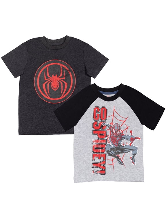 Spider-Verse Toddler Boys' 2-Pack T-Shirts Miles Morales Grey
