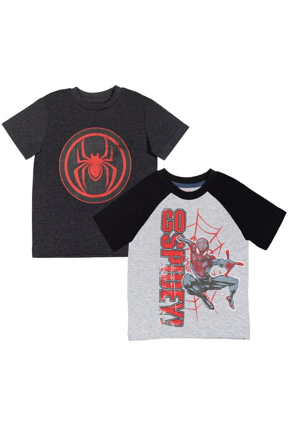 Spider-Man Miles Morales Toddler Boys 2 Pack T-Shirts Toddler to Big Kid