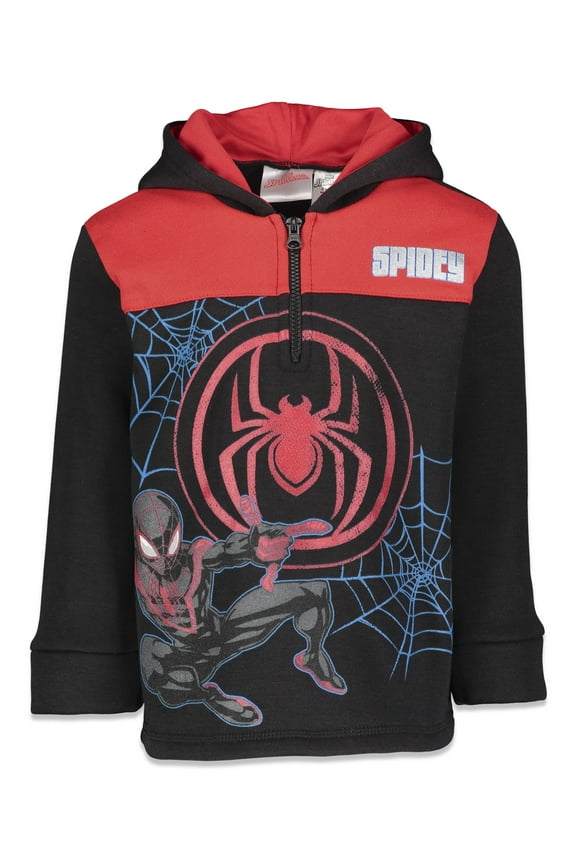 Spider-Man Miles Morales Toddler Boys Fleece Half Zip Hoodie Toddler to Big Kid