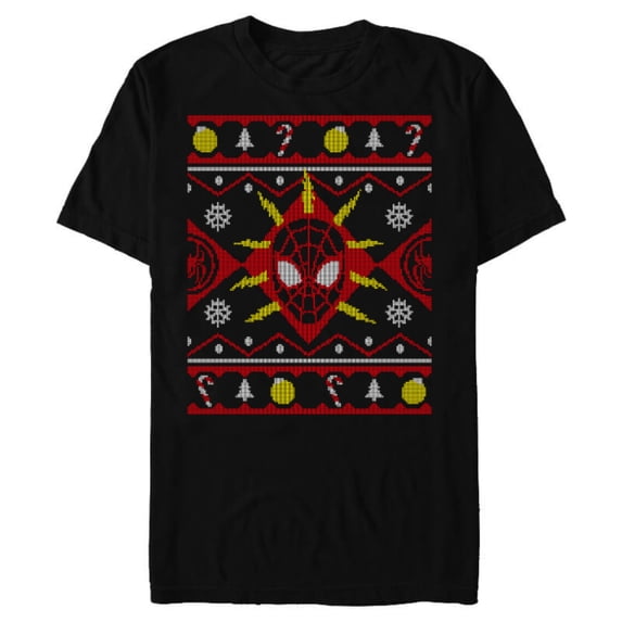 Marvel Spider-Man Miles Morales Ugly Christmas Sweater - Short Sleeve Blended T-Shirt for Adults - Customized-Black Snow Heather