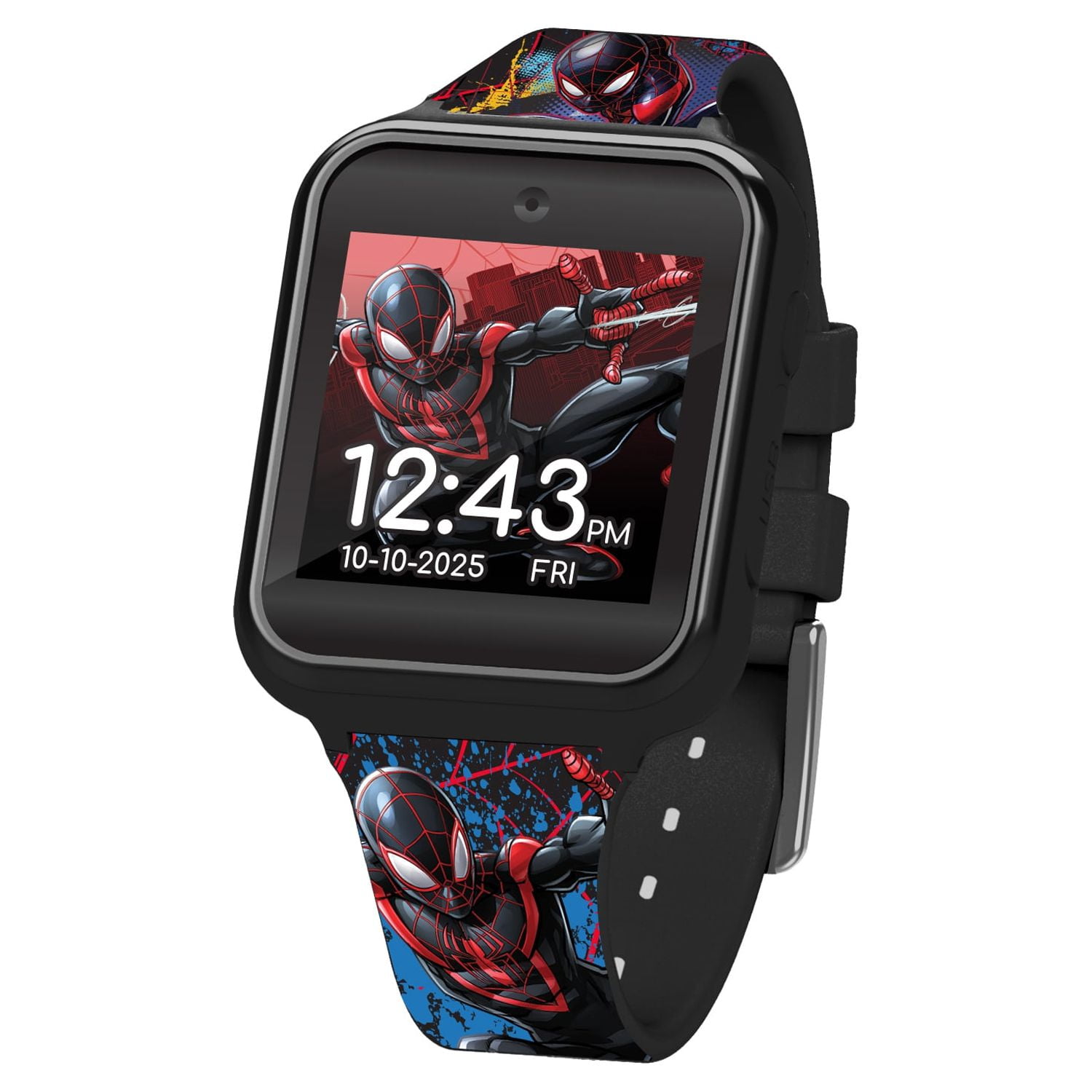 Marvel Spider-Man Miles Morales Unisex Child Smartwatch with Silicone Strap  40mm Black (SPD4902WMC) 