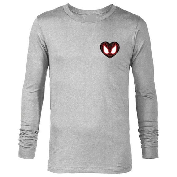 Marvel Spider-Man Miles Morales Valentine’s Day Heart Mask - Long Sleeve T-Shirt for Men - Customized-Athletic Heather