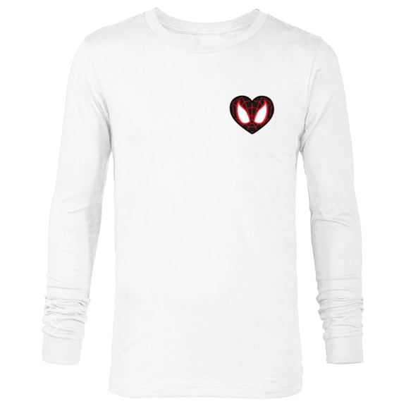 Marvel Spider-Man Miles Morales Valentine’s Day Heart Mask - Long Sleeve T-Shirt for Men - Customized-White