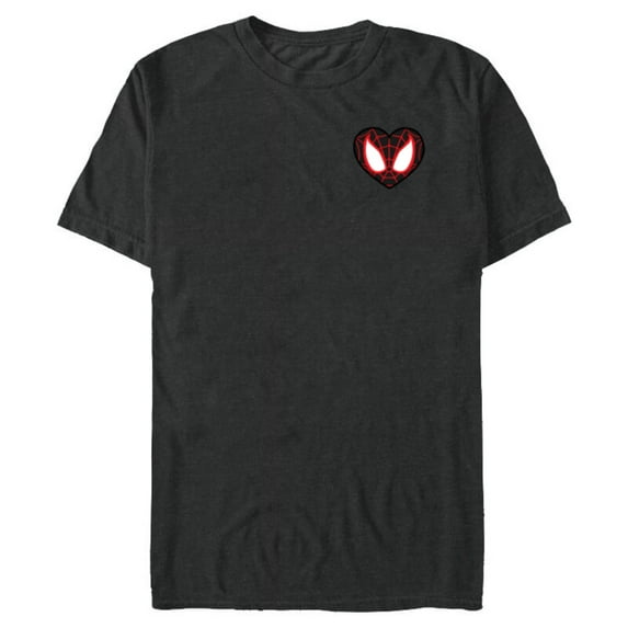 Marvel Spider-Man Miles Morales Valentine’s Day Heart Mask - Short Sleeve Blended T-Shirt for Adults - Customized-Dark Heather