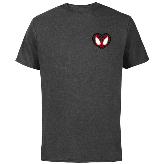 Marvel Spider-Man Miles Morales Valentine’s Day Heart Mask - Short Sleeve Cotton T-Shirt for Adults - Customized-Charcoal
