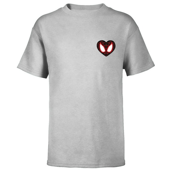 Marvel Spider-Man Miles Morales Valentine’s Day Heart Mask - Short Sleeve T-Shirt for Kids - Customized-Athletic Heather
