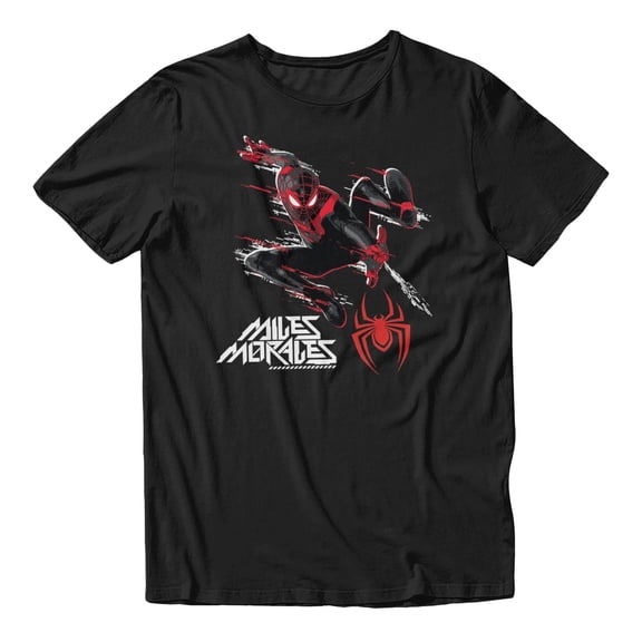 Marvel Spider-Man Miles Morales Web Swing Men's T Shirt (Black, S-XXXL)