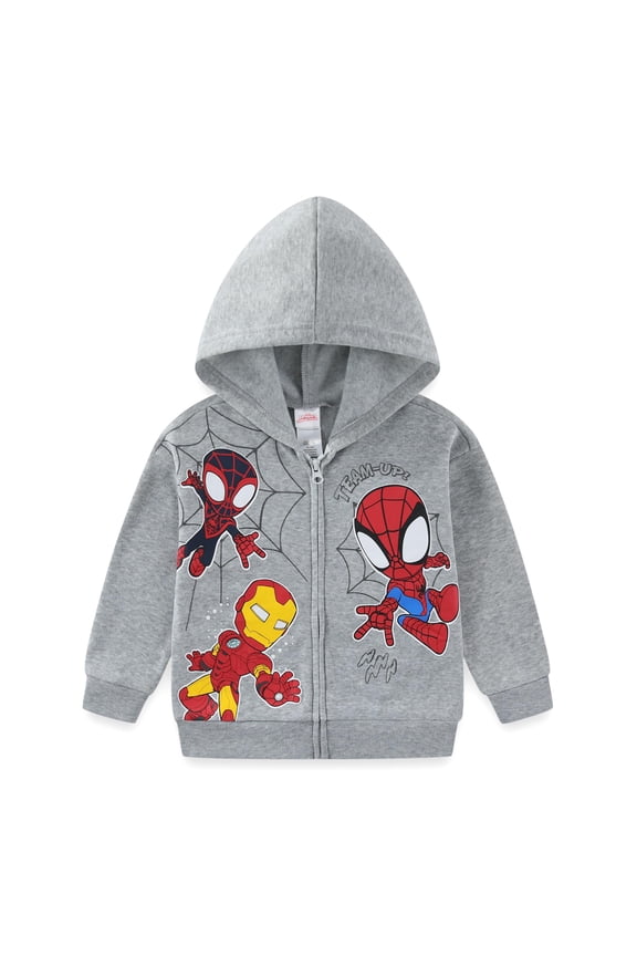 Spider-Man Miles Morales and Iron Man Zip-Up Hoodie (Boys), Sizes 2T-6