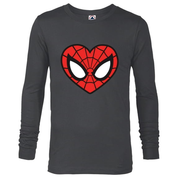 Marvel Spider-Man Modern Heart Mask Logo - Long Sleeve T-Shirt for Men - Customized-Charcoal Heather