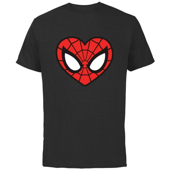 Marvel Spider-Man Modern Heart Mask Logo - Short Sleeve Cotton T-Shirt for Adults - Customized-Black