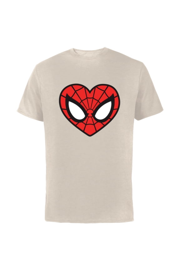 Spider-Man Modern Heart Mask Logo - Short Sleeve Cotton T-Shirt for Adults - Customized-Natural