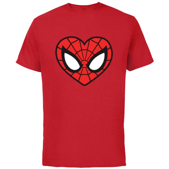 Marvel Spider-Man Modern Heart Mask Logo - Short Sleeve Cotton T-Shirt for Adults - Customized-Red