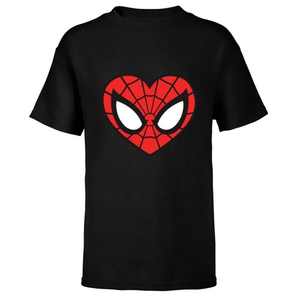 Marvel Spider-Man Modern Heart Mask Logo - Short Sleeve T-Shirt for Kids - Customized-Black