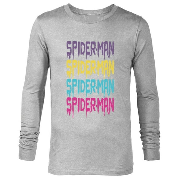 Marvel Spider-Man Multi-Color Melting Paint Drip - Long Sleeve T-Shirt for Men - Customized-Athletic Heather